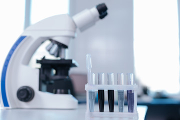 Set with test-tubes standing on the table