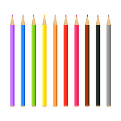 Set of multi-colored pencils on a white background

