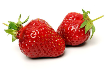 two ripe strawberries