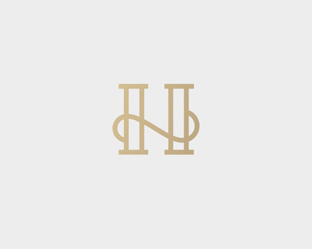 Elegant line curve vector logotype. Premium letter H logo design. Luxury linear creative monogram.