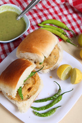 Indian special traditional fried food vada pav