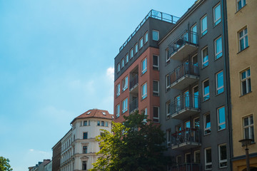 modern and old apartment blocks