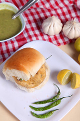 Indian special traditional fried food vada pav