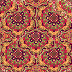 Ornate floral seamless texture, endless pattern with vintage mandala elements.