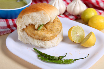 Indian special traditional fried food vada pav