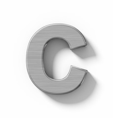 letter C 3D metal isolated on white with shadow - orthogonal projection