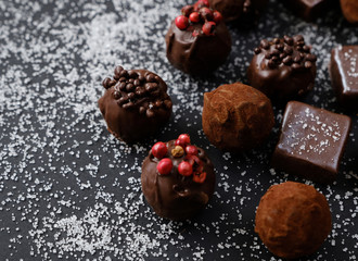 Truffles on sugary background