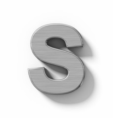 letter S 3D metal isolated on white with shadow - orthogonal projection