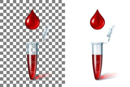 Tube and drop bood on white