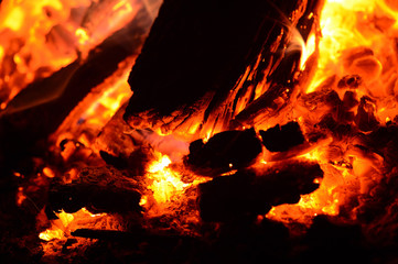 Flame of burning fire close-up as background