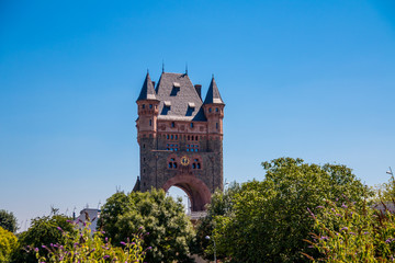Historic german city of Worms, Nibelungen Bridge over the river Rhein, Nibelungenbr&uuml;cke