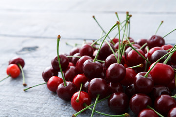 Green fresh leaves of cherry tree pattern background