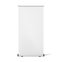 Vertical Roll-up banner, front view. Isolated on white background.