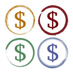 Pinselstrich Icon Set - US-Dollar