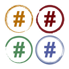 Pinselstrich Icon Set - Raute Hashtag
