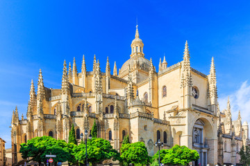Cathedral de Santa Maria de Segovia in the historic city of Segovia, Castilla y Leon, Spain.