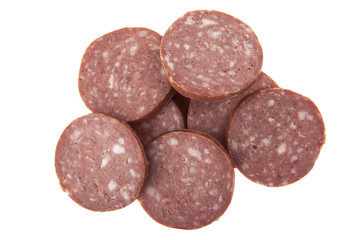 Salami isolated on white background