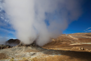 Fumarole Field in Namafjall Geothermal Area, Hverir, Iceland