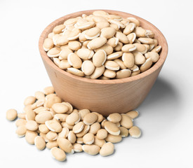dried raw hyacinth beans on white, (large depth of field, taken with tilt shift lens)
