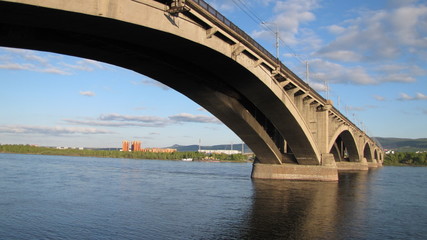 Fototapeta premium Communal bridge in Krasnoyarsk.