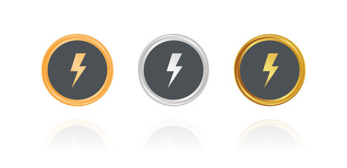 Strom - Blitz - Bronze, Silber, Gold Buttons