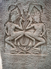 Fototapeta na wymiar pillar of Bayon temple in Angkor Thom, Siemreap, Cambodia