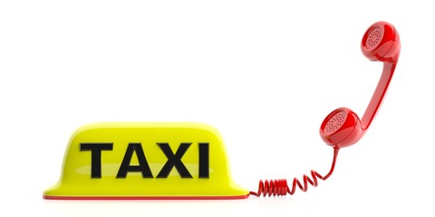 Taxi sign and receiver isolated on white background. 3d illustration