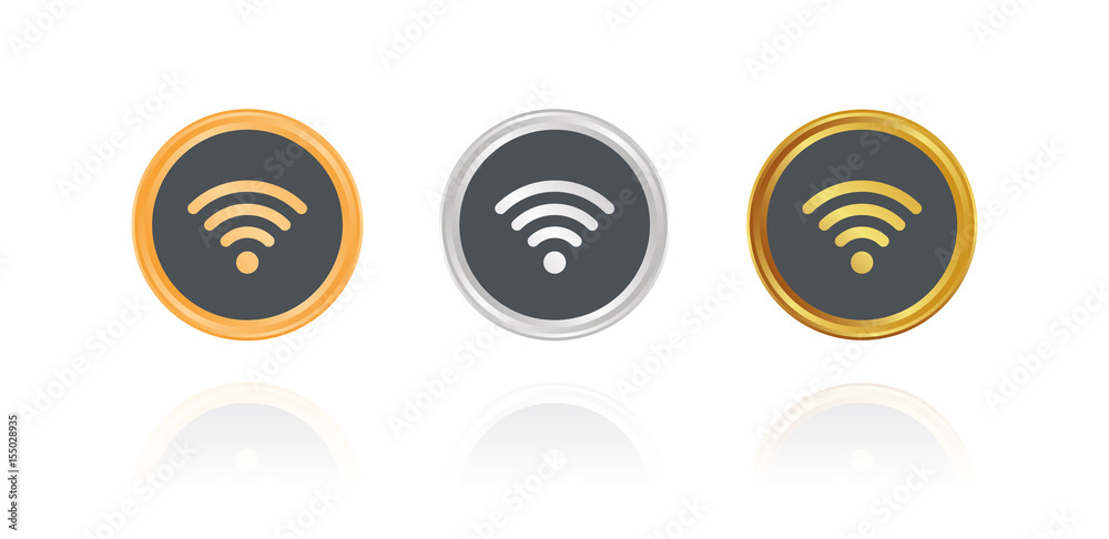 Sticker WLAN - Bronze, Silber, Gold Buttons