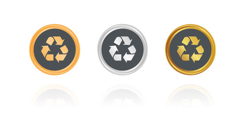 Recycling - Umwelt - Bronze, Silber, Gold Buttons