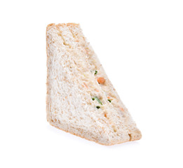 sandwich with tuna and vegetables on white background