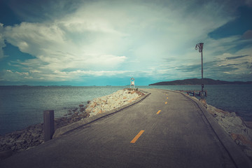 End of the bridge by the sea