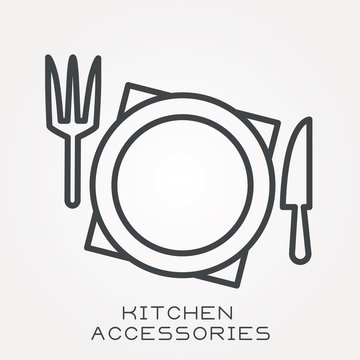 Line icon kitchen accessories