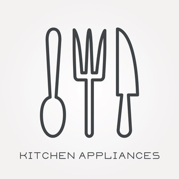 Line icon kitchen appliances