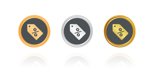 Prozent - Rabatt - Bronze, Silber, Gold Buttons