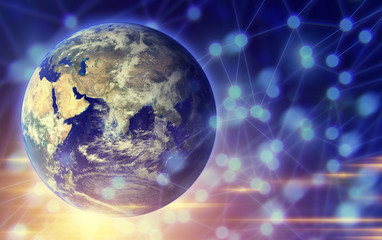 world globe of digital network Elements of this image furnished by NASA