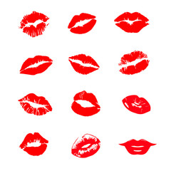 Print of lips kiss vector background