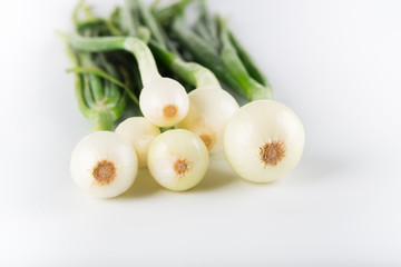 Green onions isolated on white background