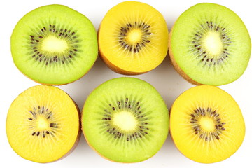 fresh green and yellow kiwi fruits