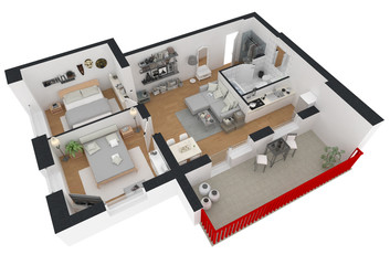 3d render of furnished home apartment