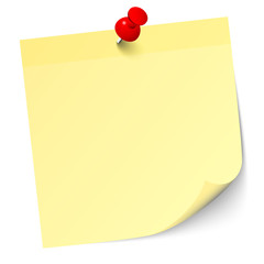 Yellow Stick Note Red Pin