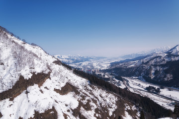 Plakat Winter snow covered mountain in Japan.Concept travel in japan