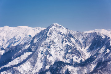 Winter snow covered mountain in Japan.Concept travel in japan