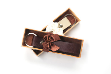 wedding gift for guest, Key ring leather in box