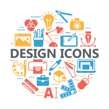 Printing and graphic design icons.