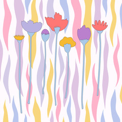 Flowers pattern over colorful background