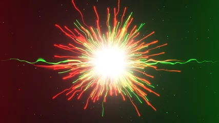 Foto op Aluminium A large explosion of multi-colored particles under a microscope © flashmovie
