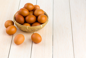 chicken eggs in a basket 