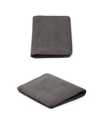 Flat leather wallet isolated