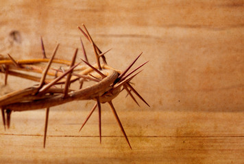 Crown of thorns on wood desk