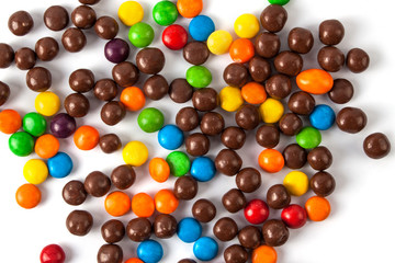 Multicolored candy on a white background.